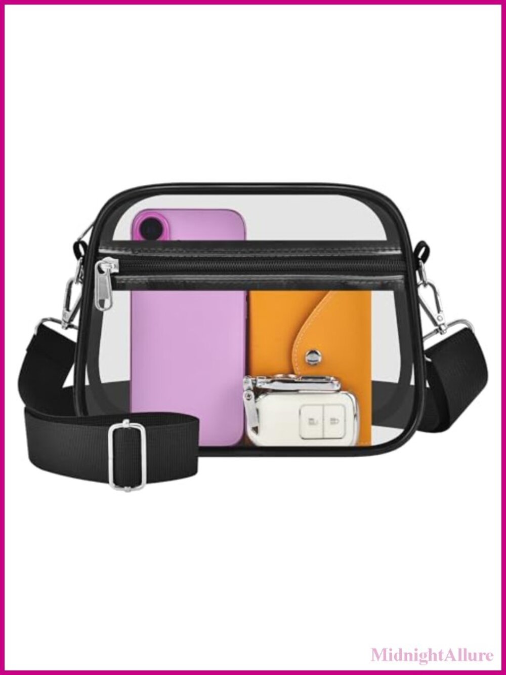 Clear Stadium Approved Satchel Crossbody Bag with Wide Strap